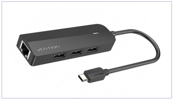 Vention USB-C to USB 3.0*3/RJ45/Micro-B HUB 0.15M Black ABS Type - TGPBB