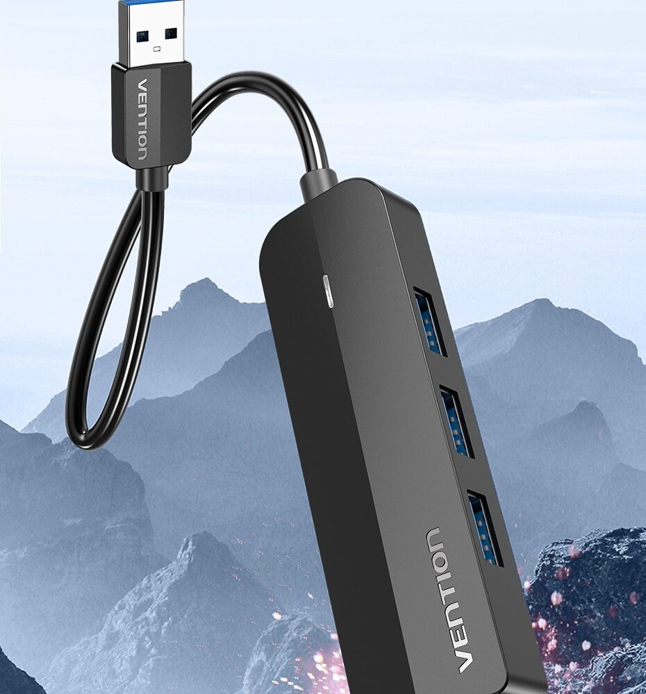 Vention 3-Port USB 3.0 Hub with Sound Card and Power Supply - CHIBB
