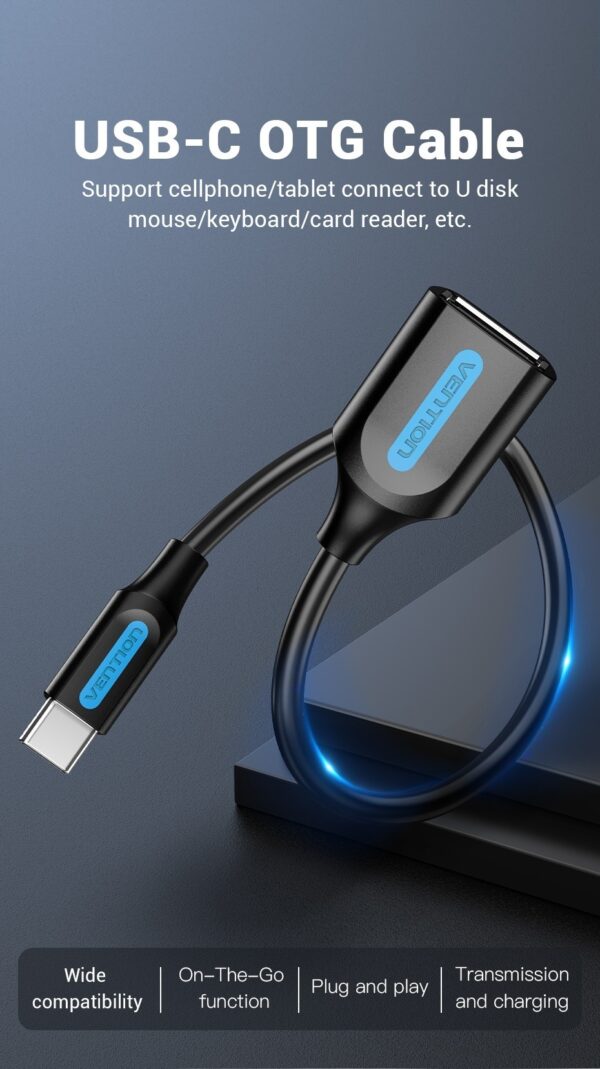 Vention USB 2.0 C Male to A Female OTG cable 0.15M- CCSBB