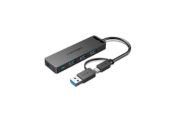 Vention 4-Port USB 3.0 Hub with USB-C & USB 3.0 2-in-1 Interface and Power Supply 0.15M-CHTBB