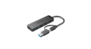 Vention 4-Port USB 3.0 Hub with USB-C & USB 3.0 2-in-1 Interface and Power Supply 0.15M-CHTBB