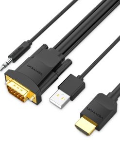 Vention Hdmi To Vga Cable With Audio Output And Usb Power Supply 1.5m Black - ABIBG