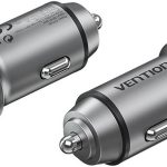 VENTION Two-Port USB A+ USB Type-C (30+30) Car Charger, Gray PD+QC Fast Charger, Gray Mini Style Aluminium Alloy Type, Gray | FFFH0