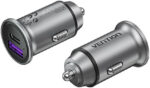 VENTION Two-Port USB A+ USB Type-C (30+30) Car Charger, Gray PD+QC Fast Charger, Gray Mini Style Aluminium Alloy Type, Gray | FFFH0
