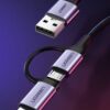 Ugreen USB-A to Micro USB + USB Type-C Cable 1m (Black) UG- 30875