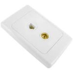 RJ45 + TV Aerial Coaxial Wall Faceplate