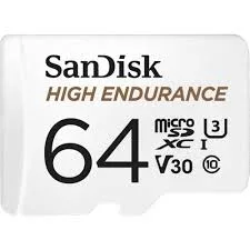 SanDisk High Endurance microSD 64GB UHS-I V30 U3 Class 10 with SD adapter for dash cam security camera