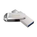 SanDisk Ultra Dual Drive Luxe 64GB USB Type-C and USB Type-A all-metal silver flash drive