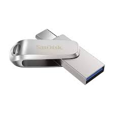 SanDisk Ultra Dual Drive Luxe 64GB USB Type-C and USB Type-A all-metal silver flash drive