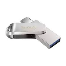 SanDisk Ultra Dual Drive Luxe 64GB USB Type-C and USB Type-A all-metal silver flash drive