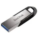 SanDisk Ultra Flair USB 3.1 32GB flash drive on white background